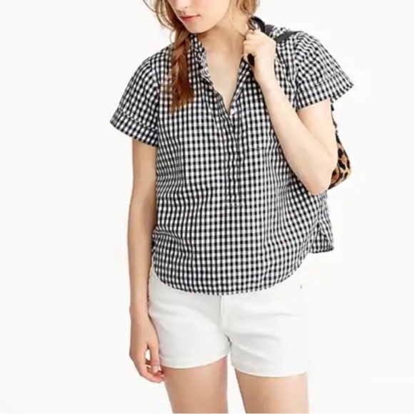 J. Crew Tops - J.Crew Gingham Popover Top Size 6